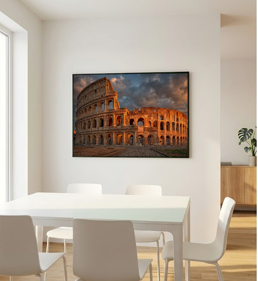 Colosseum Canvas Wall Art | Ancient Rome Print, Italian Landmark, Historical Decor, Stretched Canvas — ancient rome colosseum office wall art