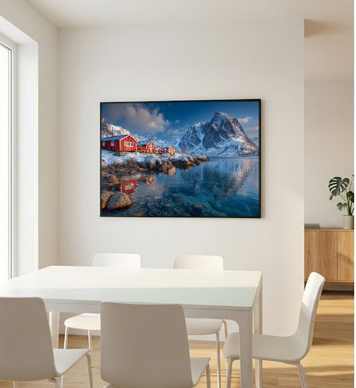 Lofoten Islands Canvas Wall Art | Norway Fishing Village Print, Arctic Coast, Nordic Decor, Stretched Canvas — northern norway lofoten office wall art