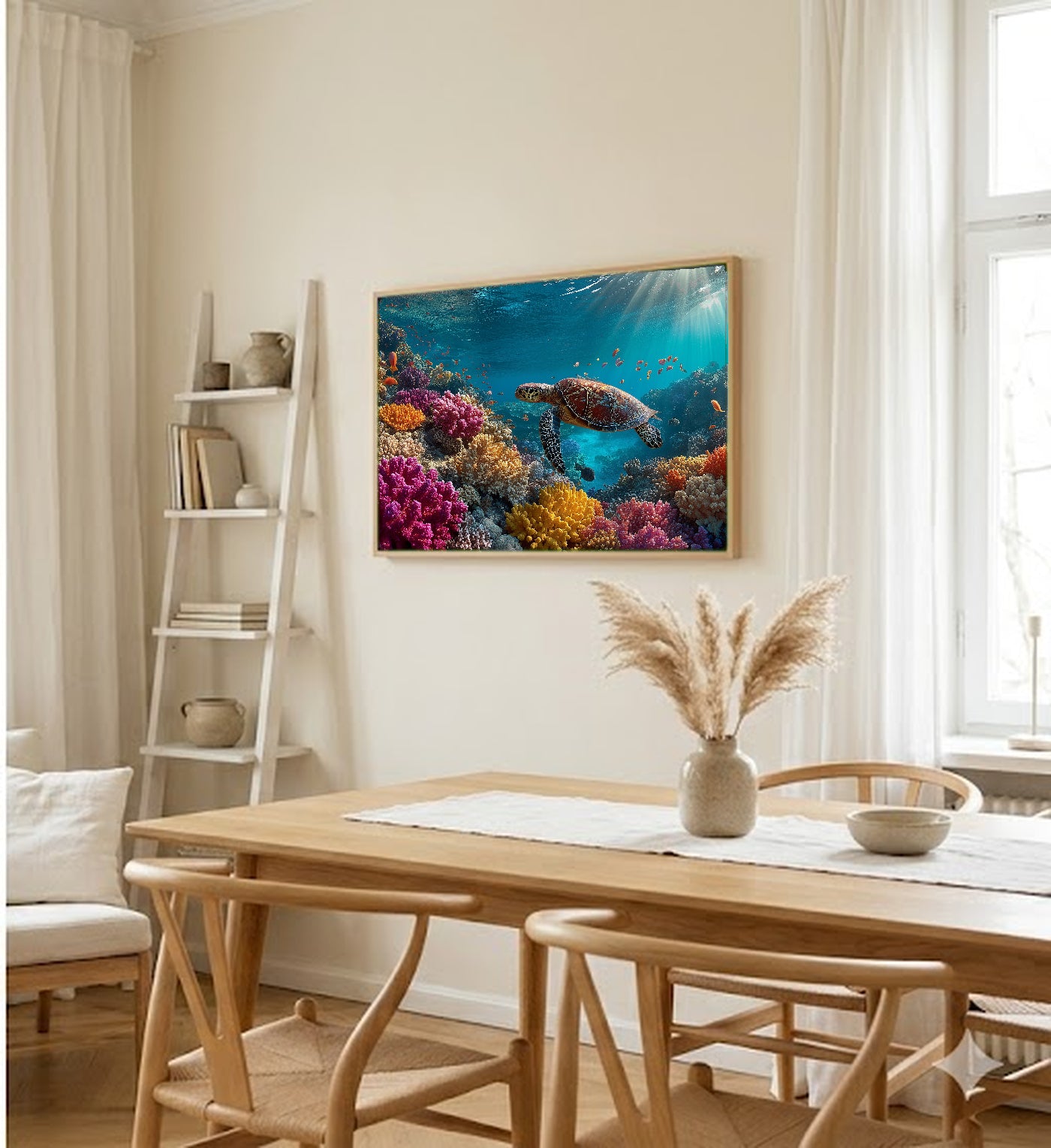 Great Barrier Reef Canvas Wall Art | Underwater Coral Print, Marine Life, Ocean Decor, Stretched Canvas — great barrier reef hallway wall art