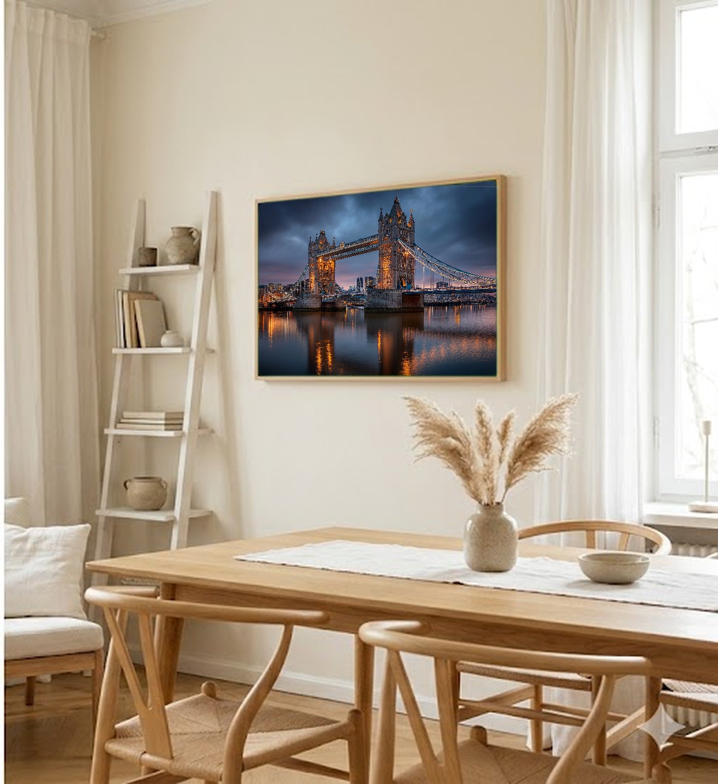 Tower Bridge Canvas Wall Art | London Print, Thames River, British Decor, Stretched Canvas — london tower bridge hallway wall art