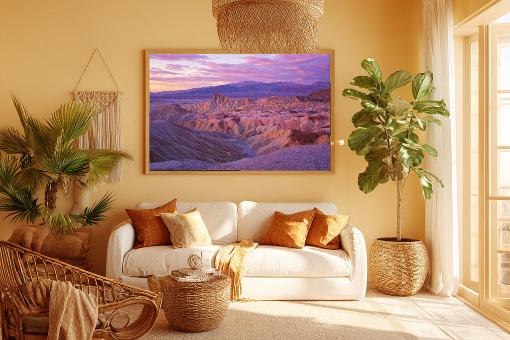 Warm Gallery Death Valley Retro Poster Canvas Wall Art — Cozy Print for the Living Room, A Gift the Art Lover in Your Life Will Adore — death-valley-retro-poster-room-5-wall-art.jpg