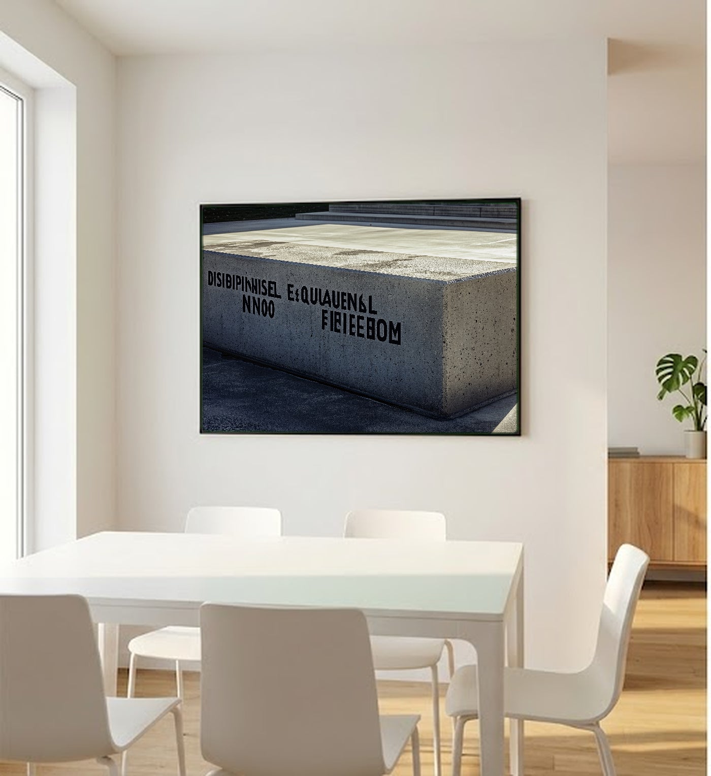 Discipline Equals Freedom Canvas Wall Art | Brutalist Concrete Typography Print, Home Gym Decor, Stretched Canvas — discipline-equals-freedom-brutalist-bedroom-wall-art.jpg