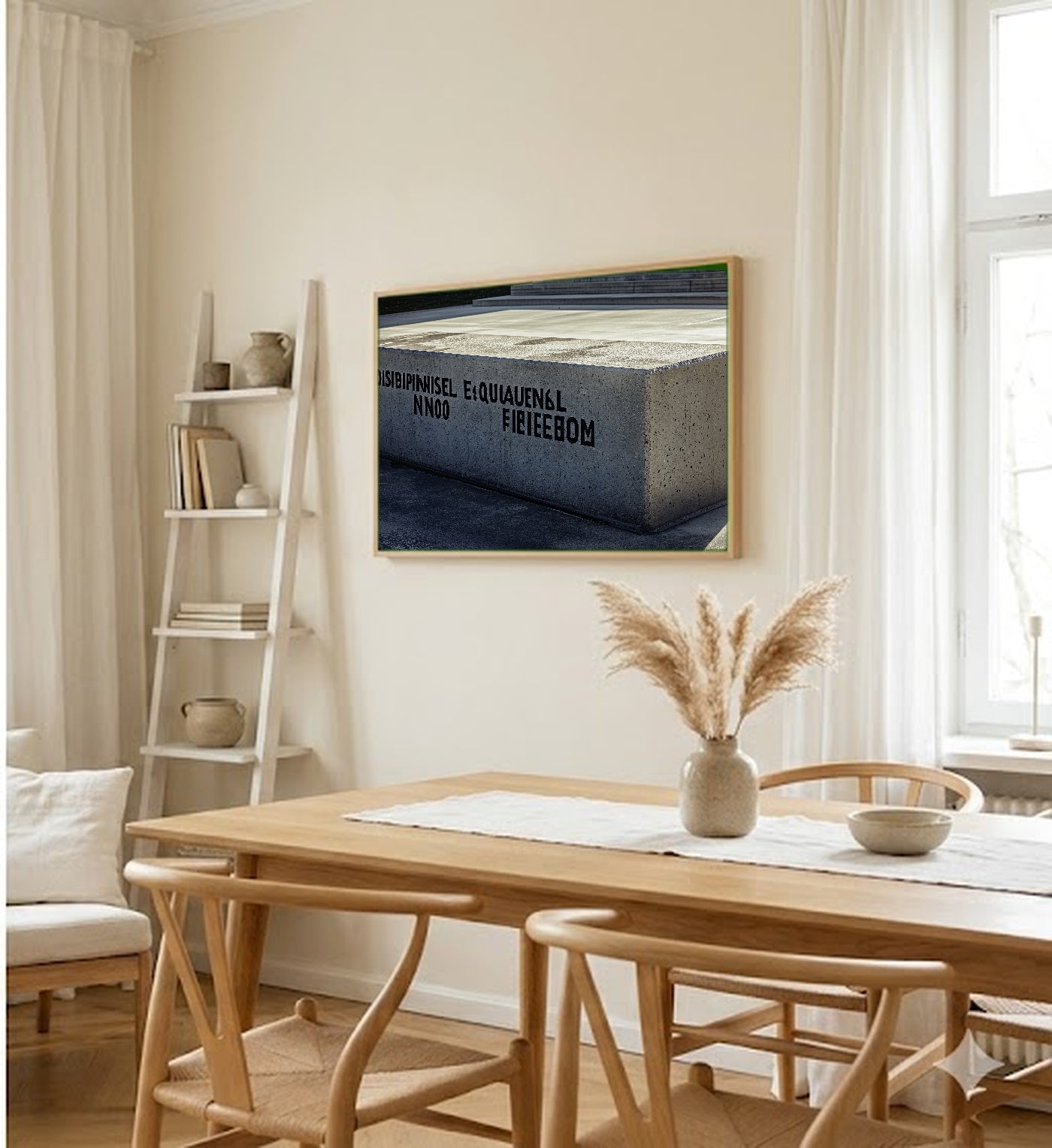 Discipline Equals Freedom Canvas Wall Art | Brutalist Concrete Typography Print, Home Gym Decor, Stretched Canvas — discipline-equals-freedom-brutalist-dining-room-wall-art.jpg