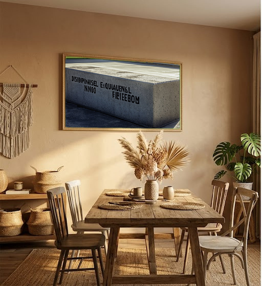 Discipline Equals Freedom Canvas Wall Art | Brutalist Concrete Typography Print, Home Gym Decor, Stretched Canvas — discipline-equals-freedom-brutalist-hallway-wall-art.jpg