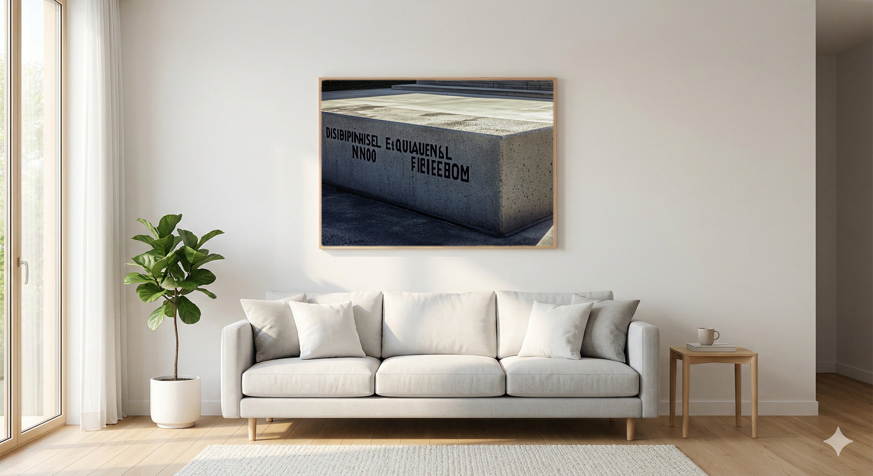 Discipline Equals Freedom Canvas Wall Art | Brutalist Concrete Typography Print, Home Gym Decor, Stretched Canvas — discipline-equals-freedom-brutalist-living-room-wall-art.jpg