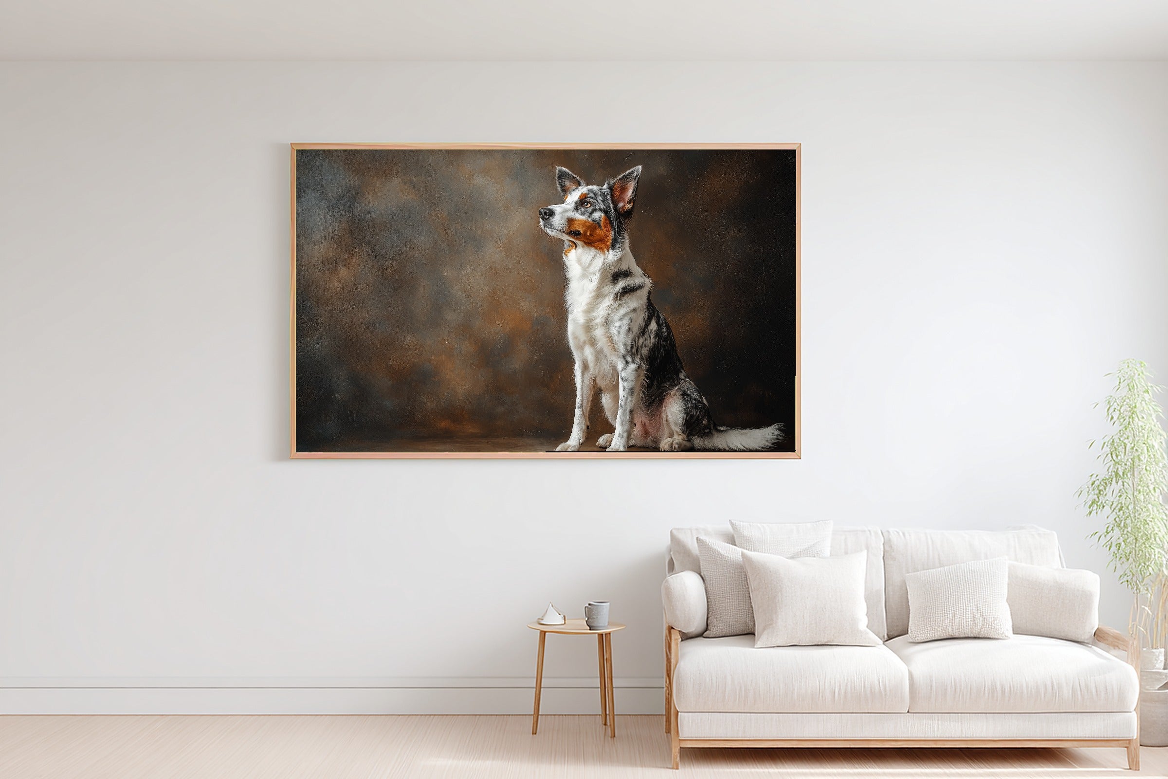 Dog Portrait Australian Shepherd Soulful Painterly Wall Art — Cozy Print for the Living Room — dog-portrait-australian-shepherd-bedroom-wall-art.jpg