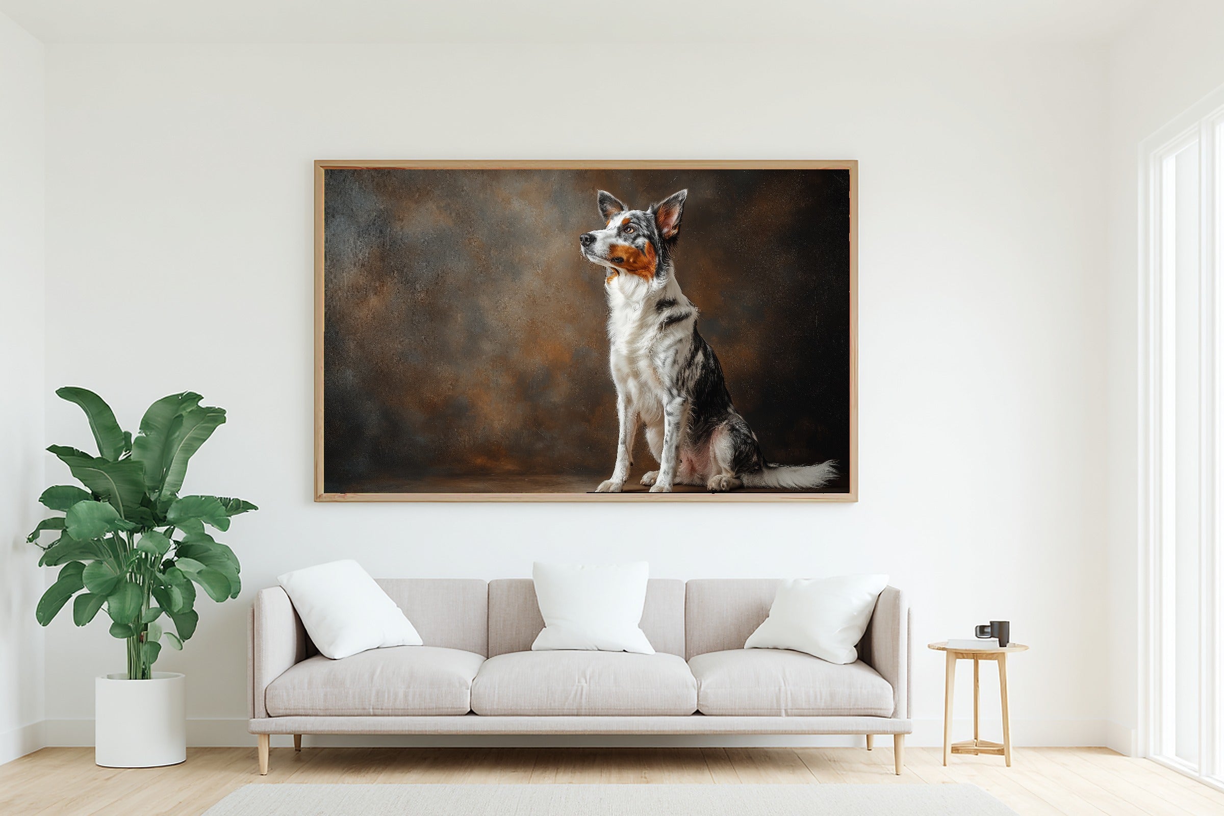 Dog Portrait Australian Shepherd Soulful Painterly Wall Art — Cozy Print for the Living Room — dog-portrait-australian-shepherd-living-room-wall-art.jpg