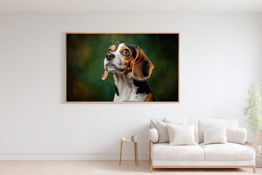 Timeless Dog Portrait Beagle — Soulful Painterly Wall Art, Warm Living Room Decor, Stretched Canvas, Ready to Hang — dog-portrait-beagle-bedroom-wall-art.jpg