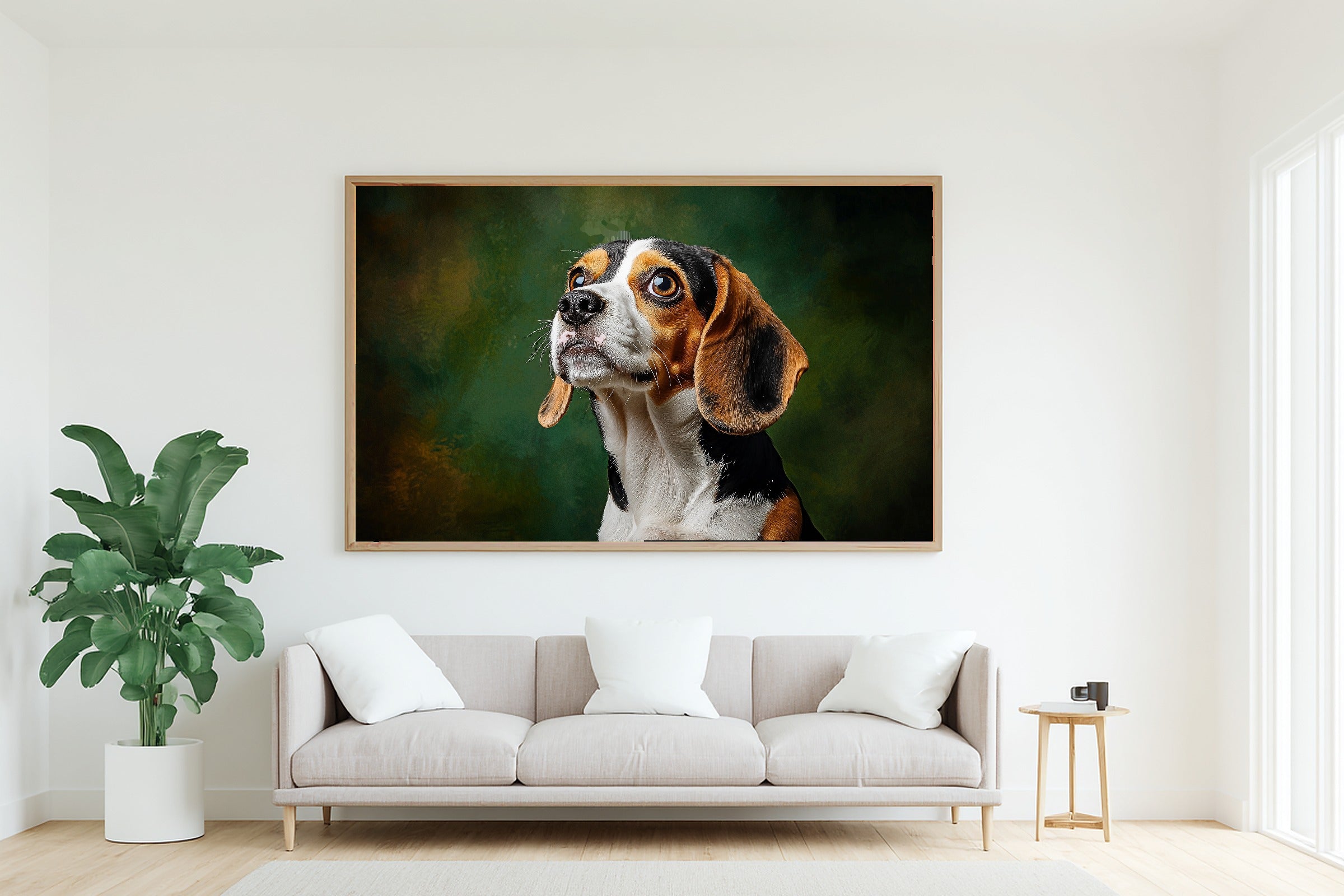 Timeless Dog Portrait Beagle — Soulful Painterly Wall Art, Warm Living Room Decor, Stretched Canvas, Ready to Hang — dog-portrait-beagle-living-room-wall-art.jpg