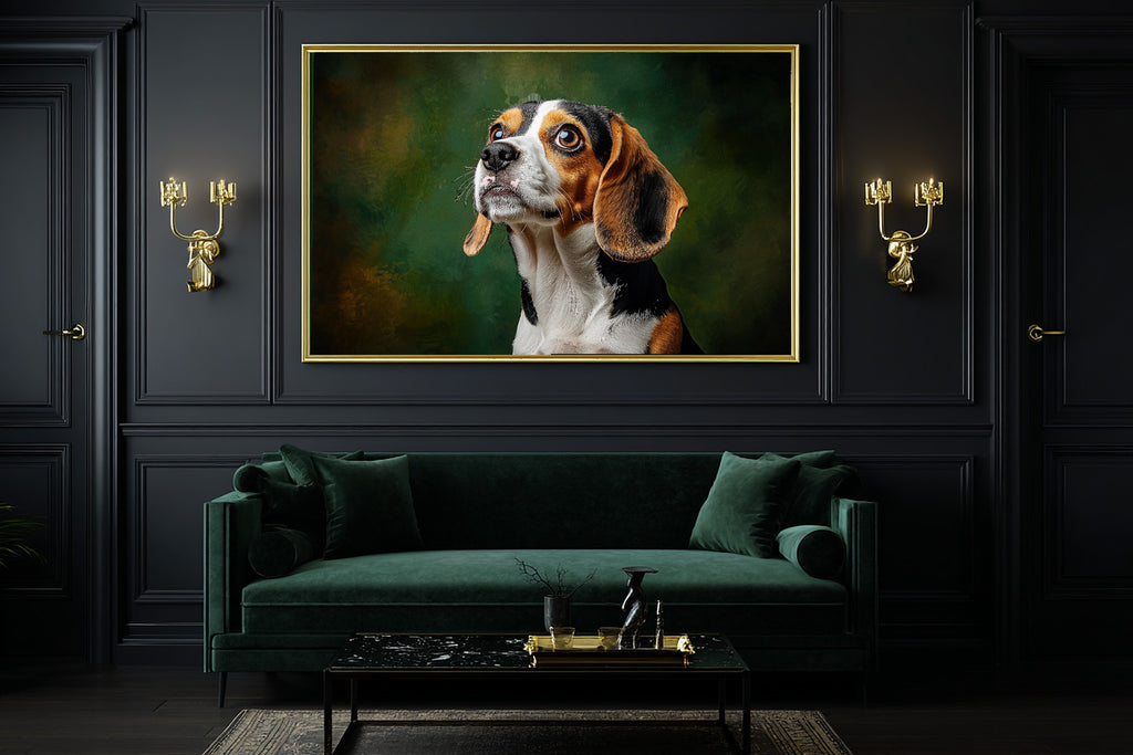 Timeless Dog Portrait Beagle — Soulful Painterly Wall Art, Warm Living Room Decor, Stretched Canvas, Ready to Hang — dog-portrait-beagle-office-wall-art.jpg