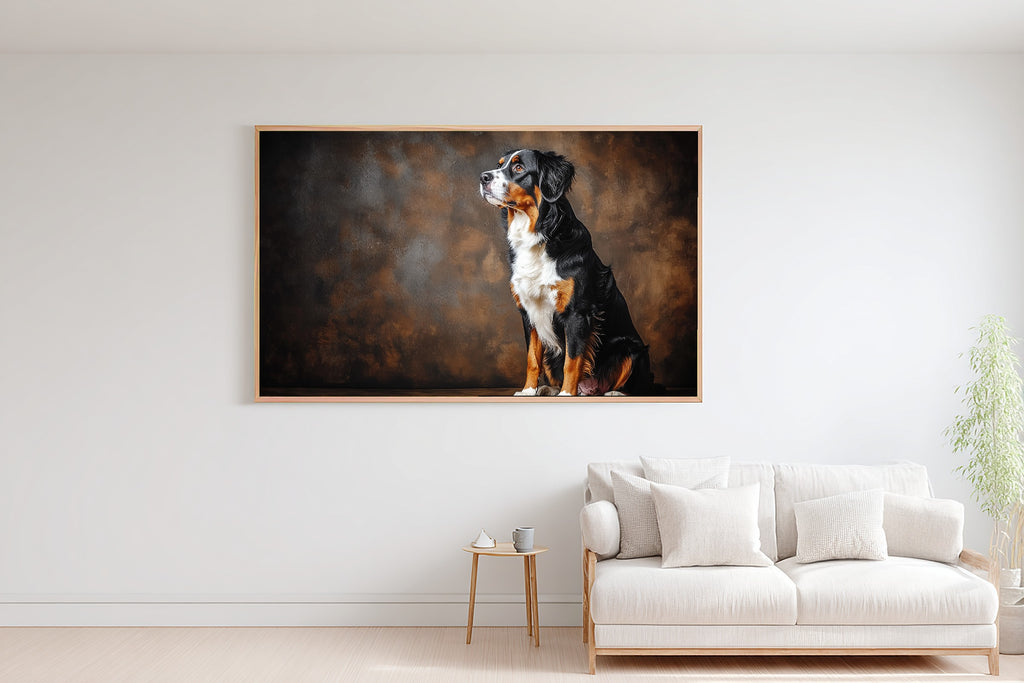 Tender Oil-Painting Dog Portrait Bernese Mountain Art Print — Timeless Decor for the Living Room — dog-portrait-bernese-mountain-bedroom-wall-art.jpg