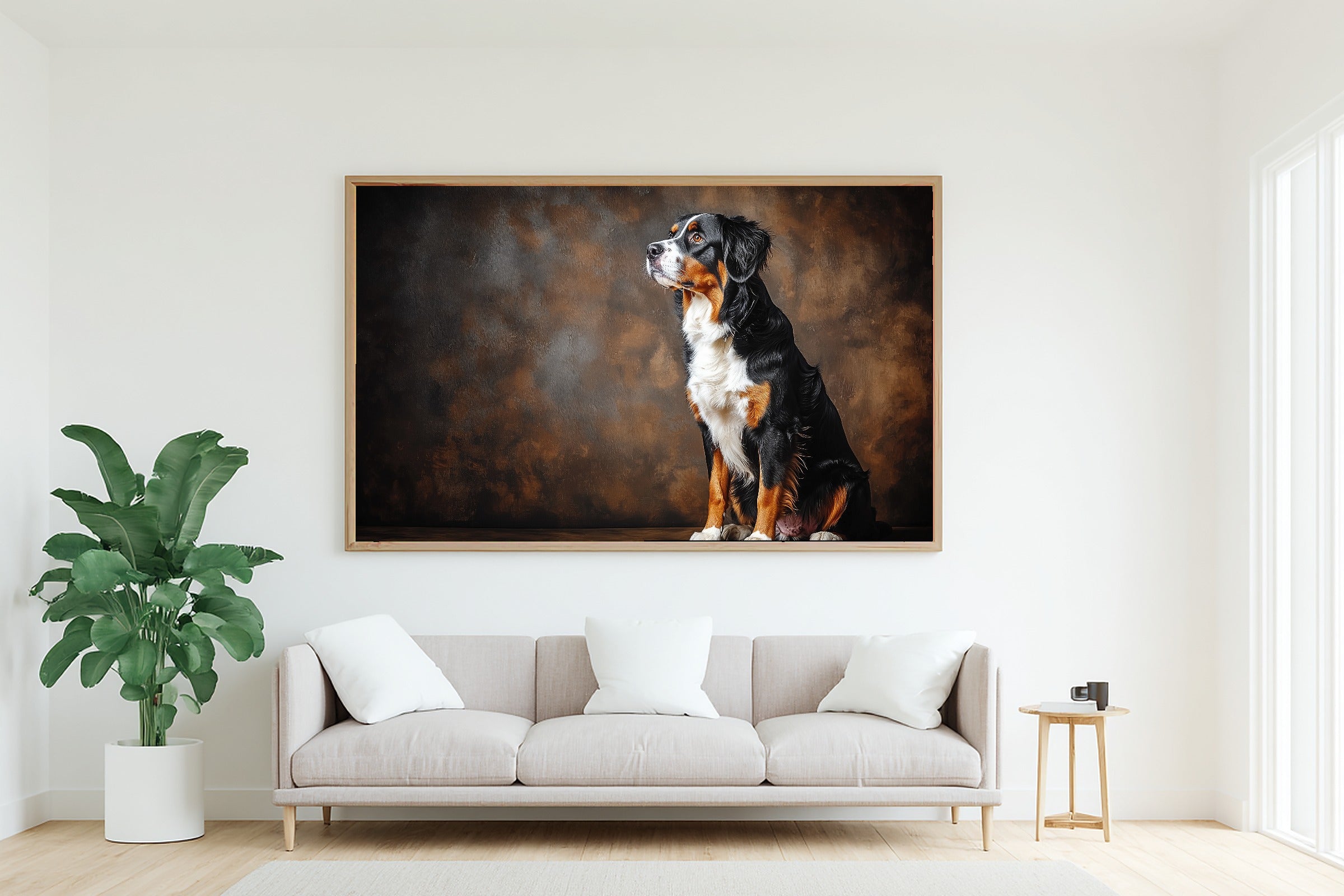 Tender Oil-Painting Dog Portrait Bernese Mountain Art Print — Timeless Decor for the Living Room — dog-portrait-bernese-mountain-living-room-wall-art.jpg
