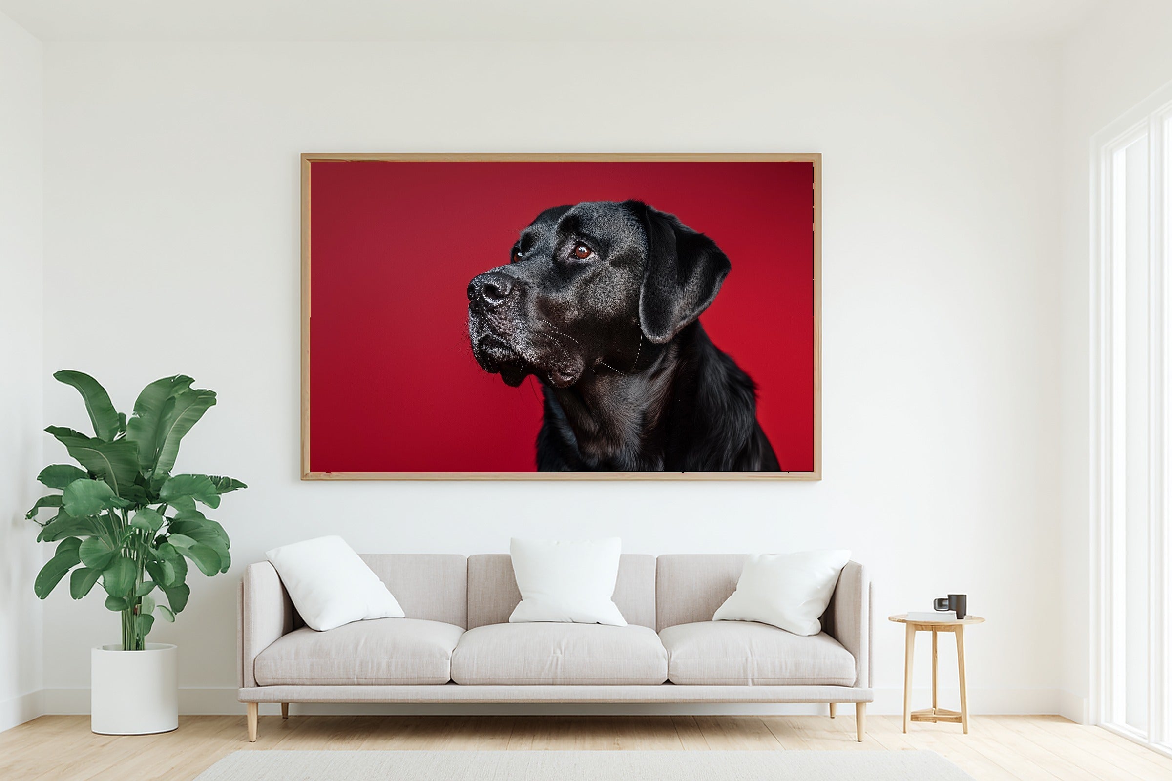 Black Lab Canvas Wall Art | Painterly Pet Portrait Print, Dog Lover Decor, Stretched Canvas — dog-portrait-black-lab-living-room-wall-art.jpg