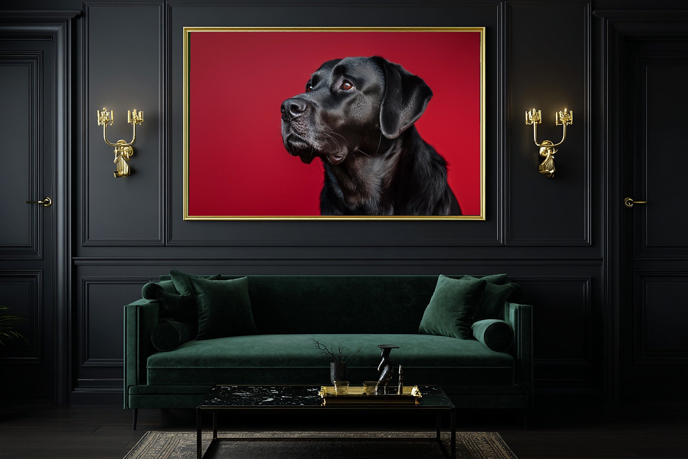 Black Lab Canvas Wall Art | Painterly Pet Portrait Print, Dog Lover Decor, Stretched Canvas — dog-portrait-black-lab-office-wall-art.jpg
