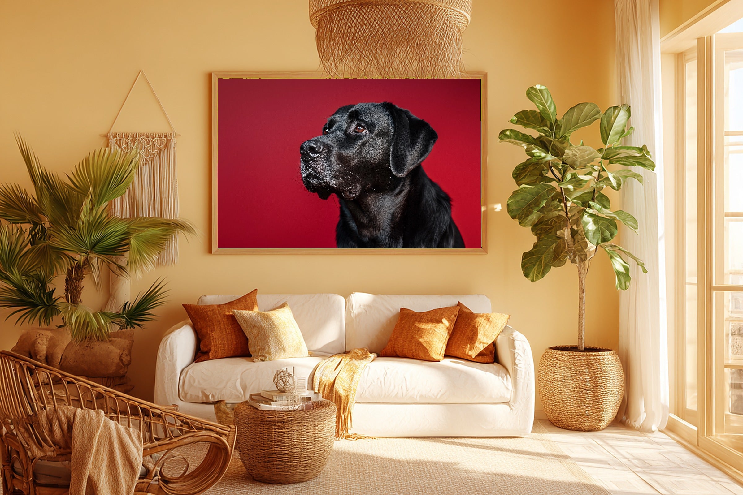 Black Lab Canvas Wall Art | Painterly Pet Portrait Print, Dog Lover Decor, Stretched Canvas — dog-portrait-black-lab-room-5-wall-art.jpg