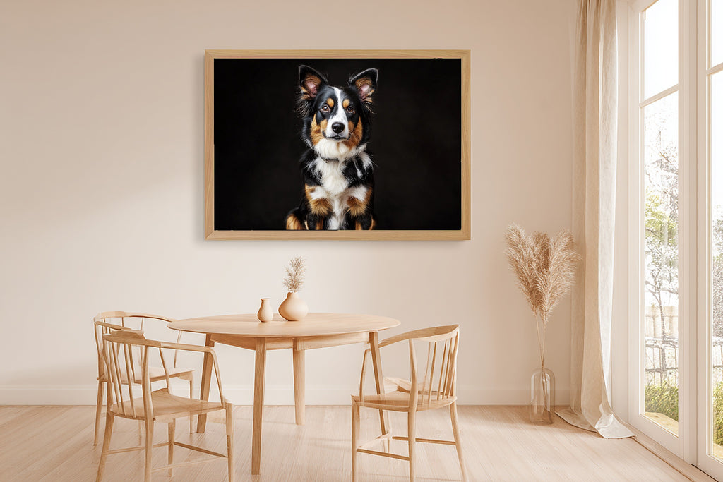 Dog Portrait Border Collie Heartfelt Pet Wall Art — Warm Print for the Living Room, Stretched Canvas Gift for the Pet Lover in Your Life — dog-portrait-border-collie-dining-room-wall-art.jpg