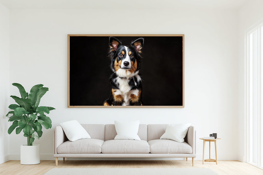 Dog Portrait Border Collie Heartfelt Pet Wall Art — Warm Print for the Living Room, Stretched Canvas Gift for the Pet Lover in Your Life — dog-portrait-border-collie-living-room-wall-art.jpg