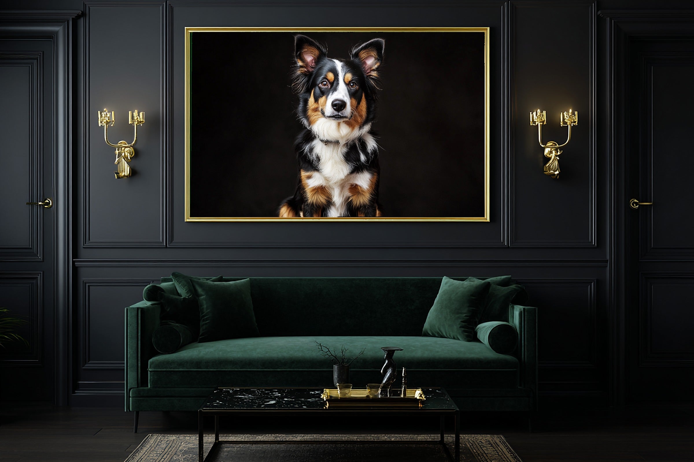 Dog Portrait Border Collie Heartfelt Pet Wall Art — Warm Print for the Living Room, Stretched Canvas Gift for the Pet Lover in Your Life — dog-portrait-border-collie-office-wall-art.jpg