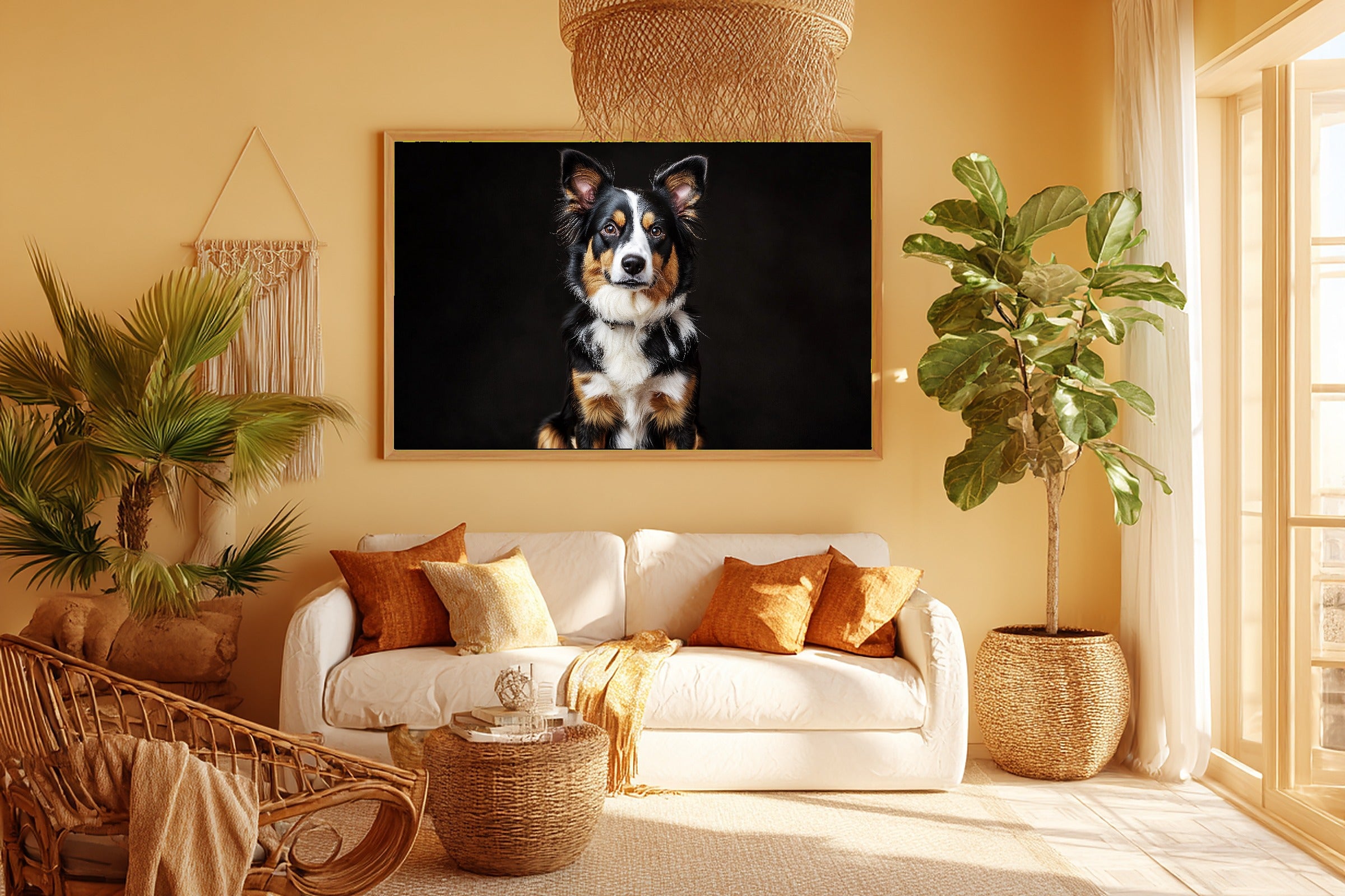 Dog Portrait Border Collie Heartfelt Pet Wall Art — Warm Print for the Living Room, Stretched Canvas Gift for the Pet Lover in Your Life — dog-portrait-border-collie-room-5-wall-art.jpg
