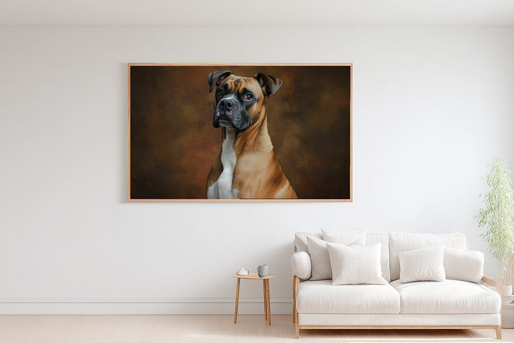Hand-picked Dog Portrait Boxer Giclée Print — Moody Soulful Painterly for the Living Room, Ready-to-Hang Pet Lover in Your Life Gift — dog-portrait-boxer-bedroom-wall-art.jpg