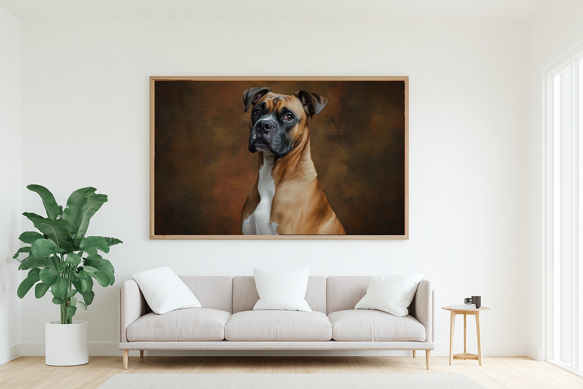Hand-picked Dog Portrait Boxer Giclée Print — Moody Soulful Painterly for the Living Room, Ready-to-Hang Pet Lover in Your Life Gift — dog-portrait-boxer-living-room-wall-art.jpg