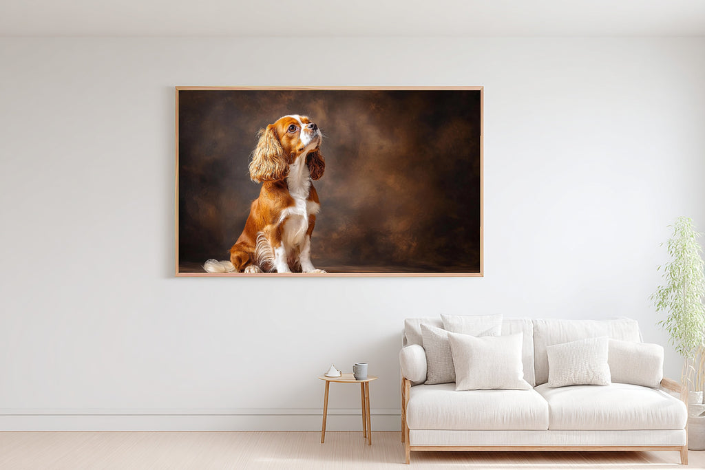 Heartfelt Pet Dog Portrait Cavalier King Charles Canvas Wall Art — Tender Print for the Living Room — dog-portrait-cavalier-king-charles-bedroom-wall-art.jpg