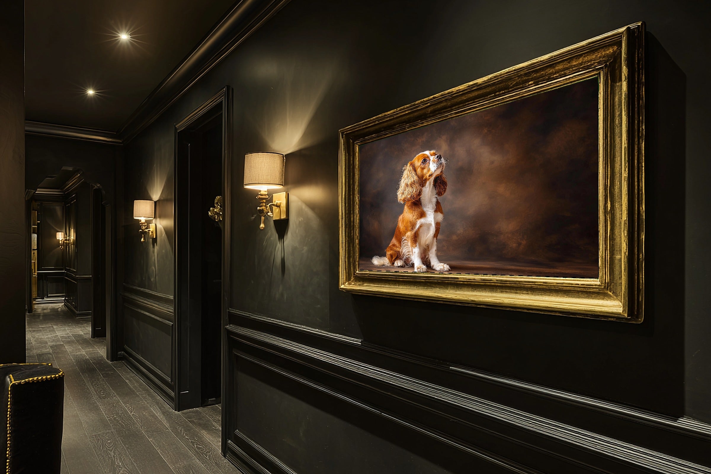 Heartfelt Pet Dog Portrait Cavalier King Charles Canvas Wall Art — Tender Print for the Living Room — dog-portrait-cavalier-king-charles-hallway-wall-art.jpg