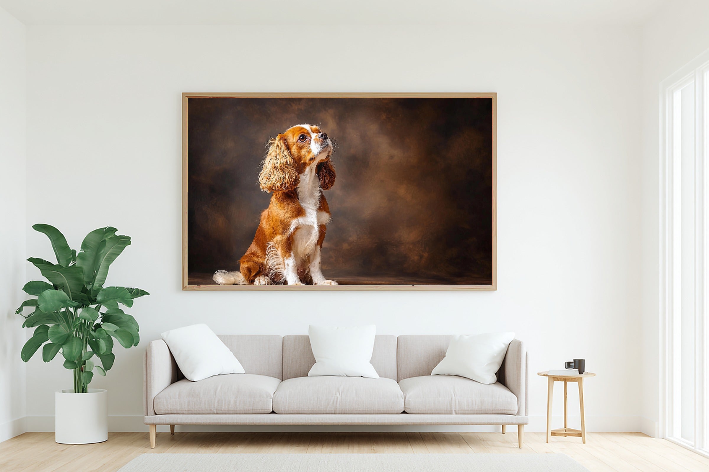 Heartfelt Pet Dog Portrait Cavalier King Charles Canvas Wall Art — Tender Print for the Living Room — dog-portrait-cavalier-king-charles-living-room-wall-art.jpg