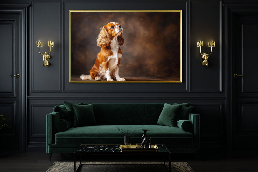 Heartfelt Pet Dog Portrait Cavalier King Charles Canvas Wall Art — Tender Print for the Living Room — dog-portrait-cavalier-king-charles-office-wall-art.jpg