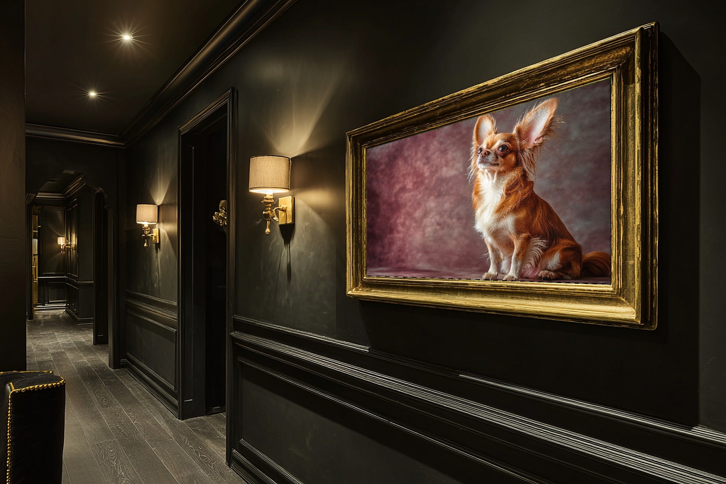Tender Oil-Painting Dog Portrait Chihuahua Canvas Wall Art — Timeless Print for the Living Room — dog-portrait-chihuahua-hallway-wall-art.jpg