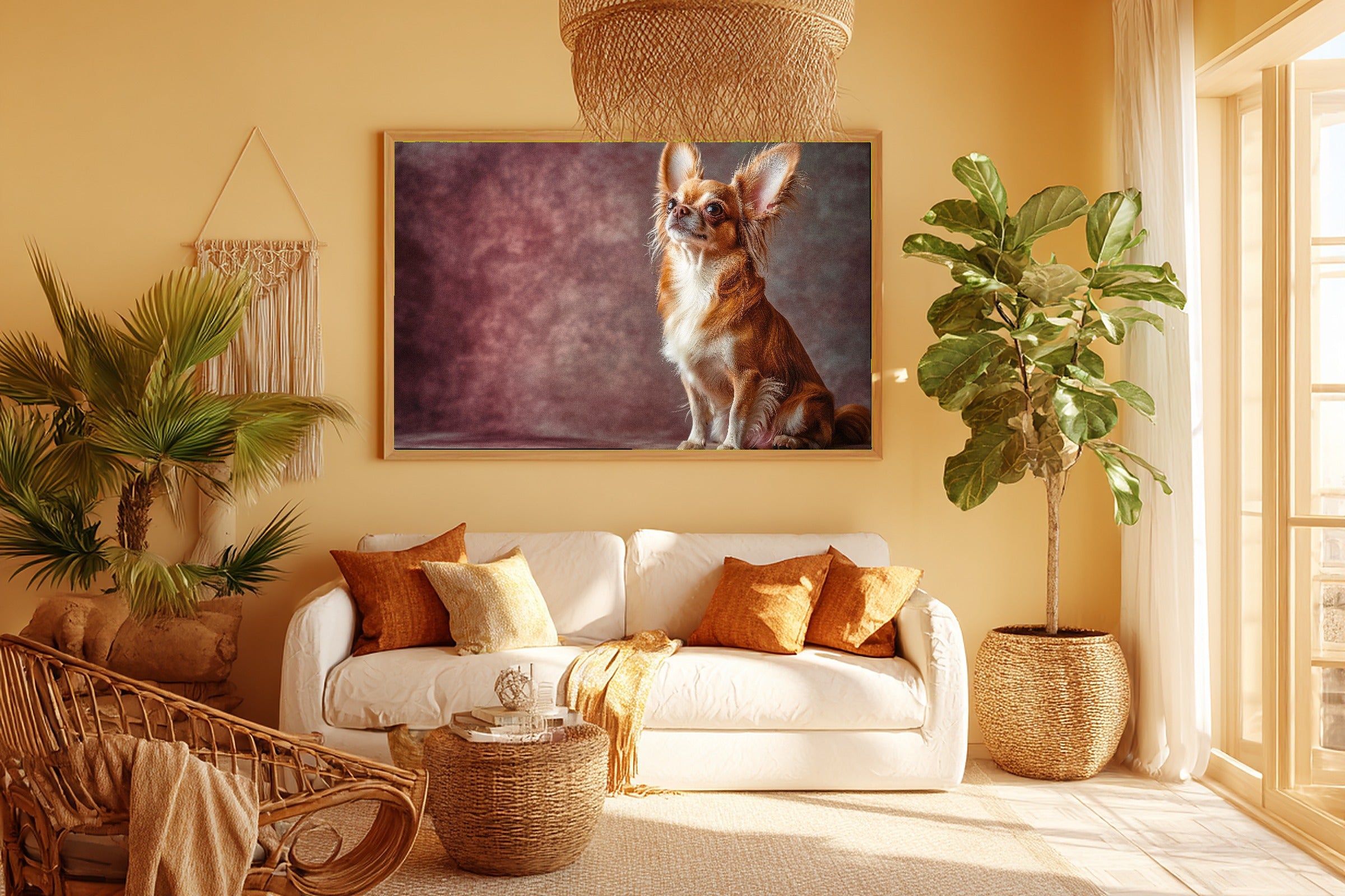 Tender Oil-Painting Dog Portrait Chihuahua Canvas Wall Art — Timeless Print for the Living Room — dog-portrait-chihuahua-room-5-wall-art.jpg