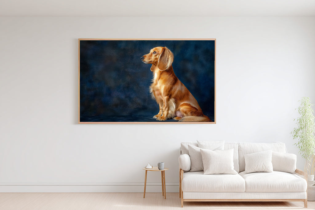 A Dreamy Dog Portrait Dachshund Heartfelt Pet Print — Stunning Wall Art for the Living Room, Giclée on Canvas — dog-portrait-dachshund-bedroom-wall-art.jpg