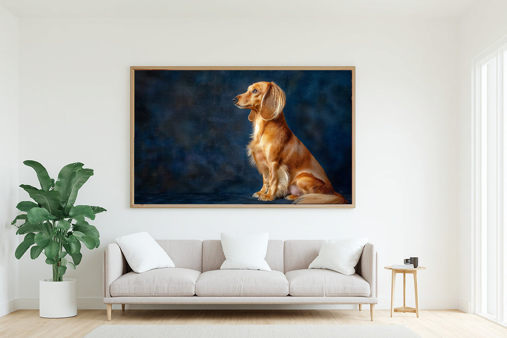 A Dreamy Dog Portrait Dachshund Heartfelt Pet Print — Stunning Wall Art for the Living Room, Giclée on Canvas — dog-portrait-dachshund-living-room-wall-art.jpg
