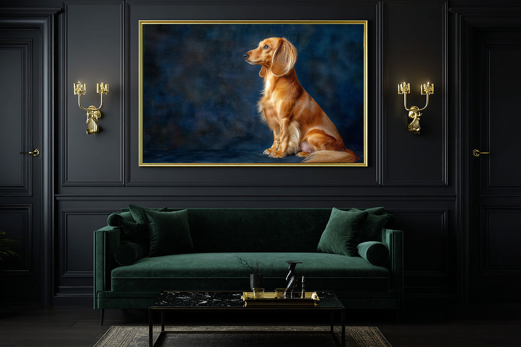 A Dreamy Dog Portrait Dachshund Heartfelt Pet Print — Stunning Wall Art for the Living Room, Giclée on Canvas — dog-portrait-dachshund-office-wall-art.jpg