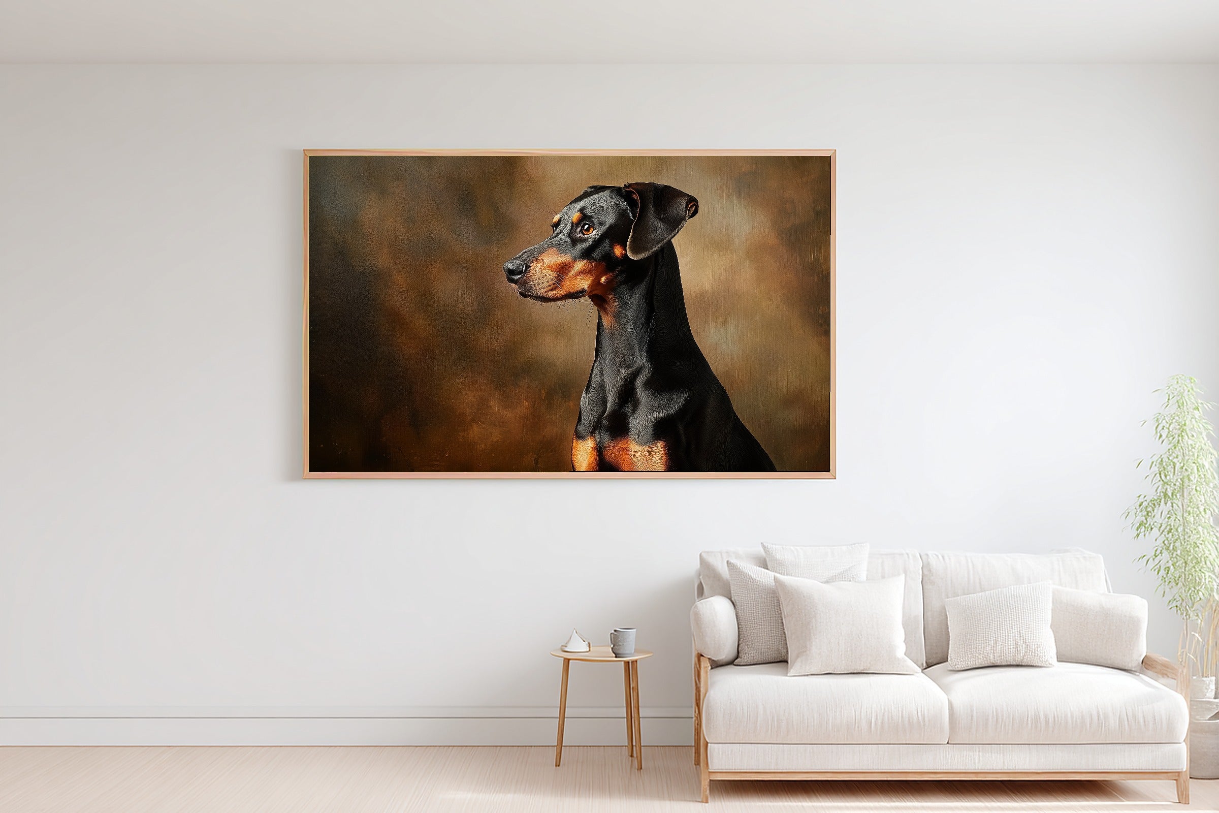 Tender Oil-Painting Dog Portrait Doberman Art Print — Heartfelt Decor for the Living Room — dog-portrait-doberman-bedroom-wall-art.jpg