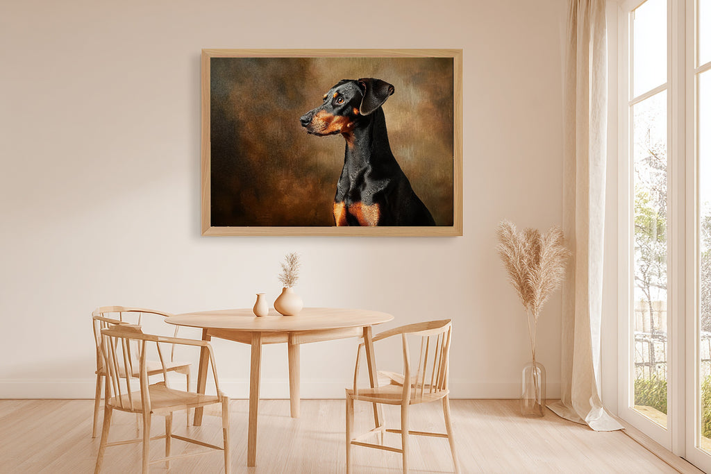 Tender Oil-Painting Dog Portrait Doberman Art Print — Heartfelt Decor for the Living Room — dog-portrait-doberman-dining-room-wall-art.jpg