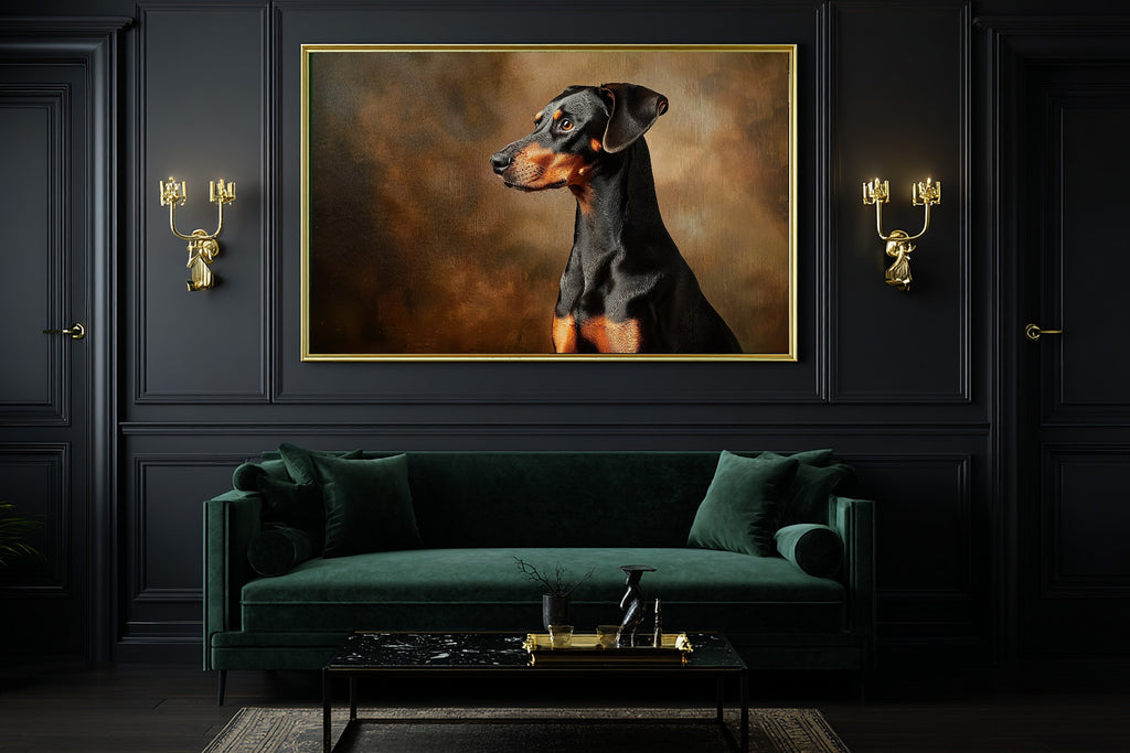 Tender Oil-Painting Dog Portrait Doberman Art Print — Heartfelt Decor for the Living Room — dog-portrait-doberman-office-wall-art.jpg