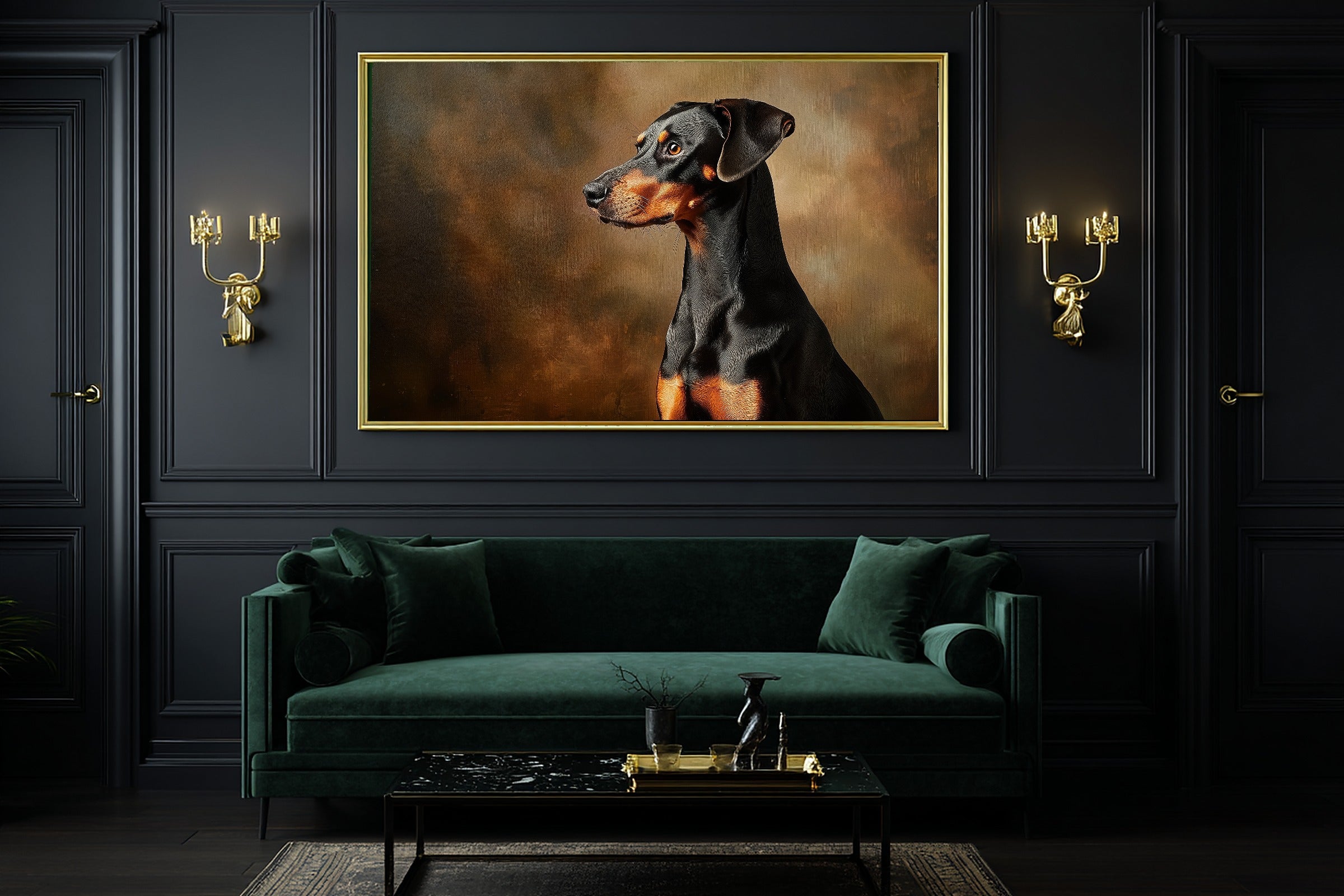 Tender Oil-Painting Dog Portrait Doberman Art Print — Heartfelt Decor for the Living Room — dog-portrait-doberman-office-wall-art.jpg