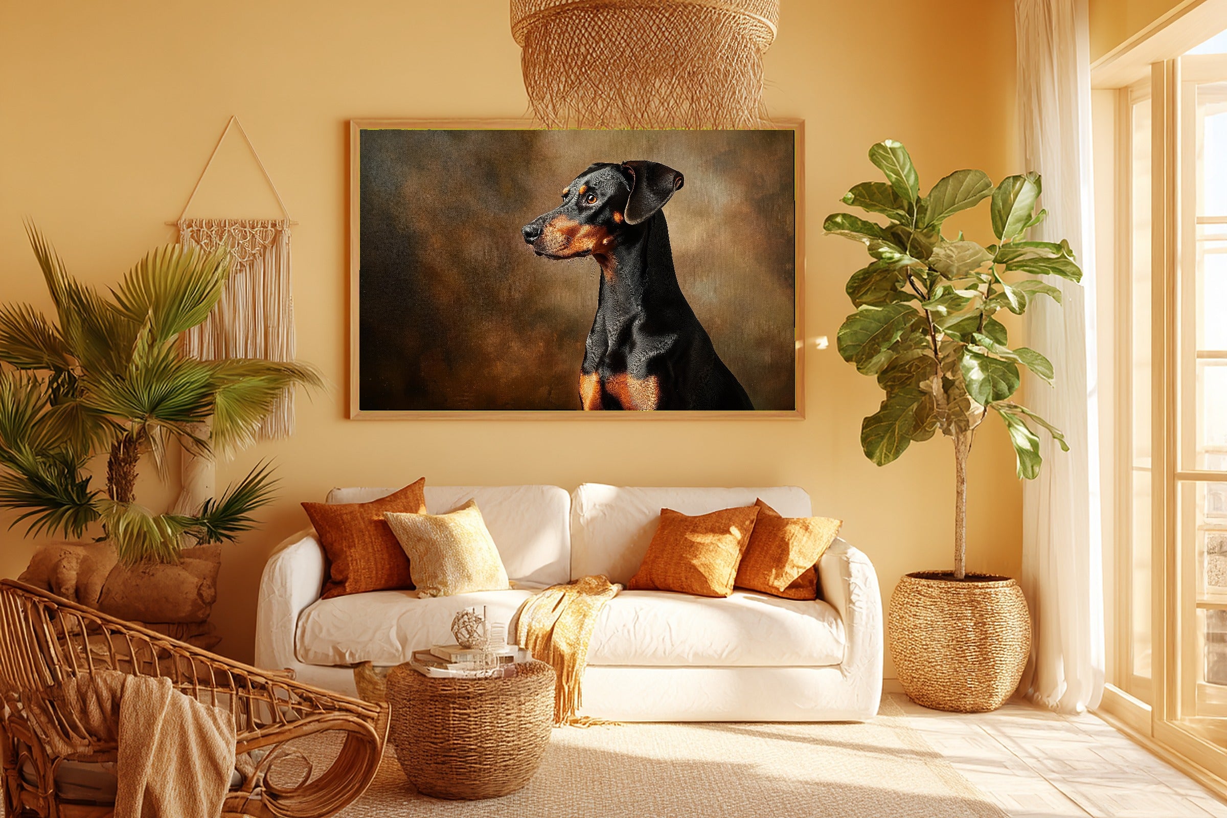 Tender Oil-Painting Dog Portrait Doberman Art Print — Heartfelt Decor for the Living Room — dog-portrait-doberman-room-5-wall-art.jpg
