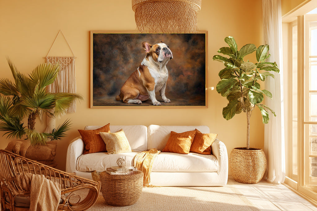 Soulful Painterly Dog Portrait English Bulldog Art Print — Timeless Decor for the Living Room — dog-portrait-english-bulldog-room-5-wall-art.jpg