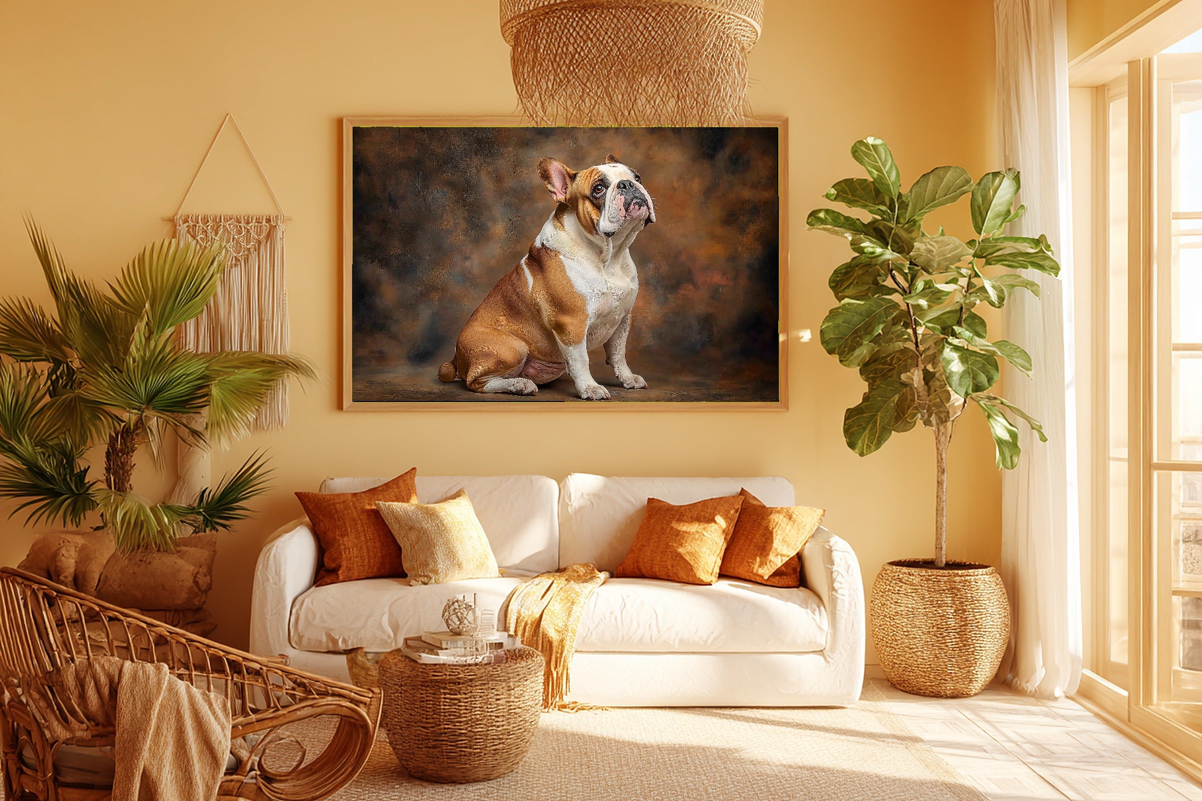 Soulful Painterly Dog Portrait English Bulldog Art Print — Timeless Decor for the Living Room — dog-portrait-english-bulldog-room-5-wall-art.jpg