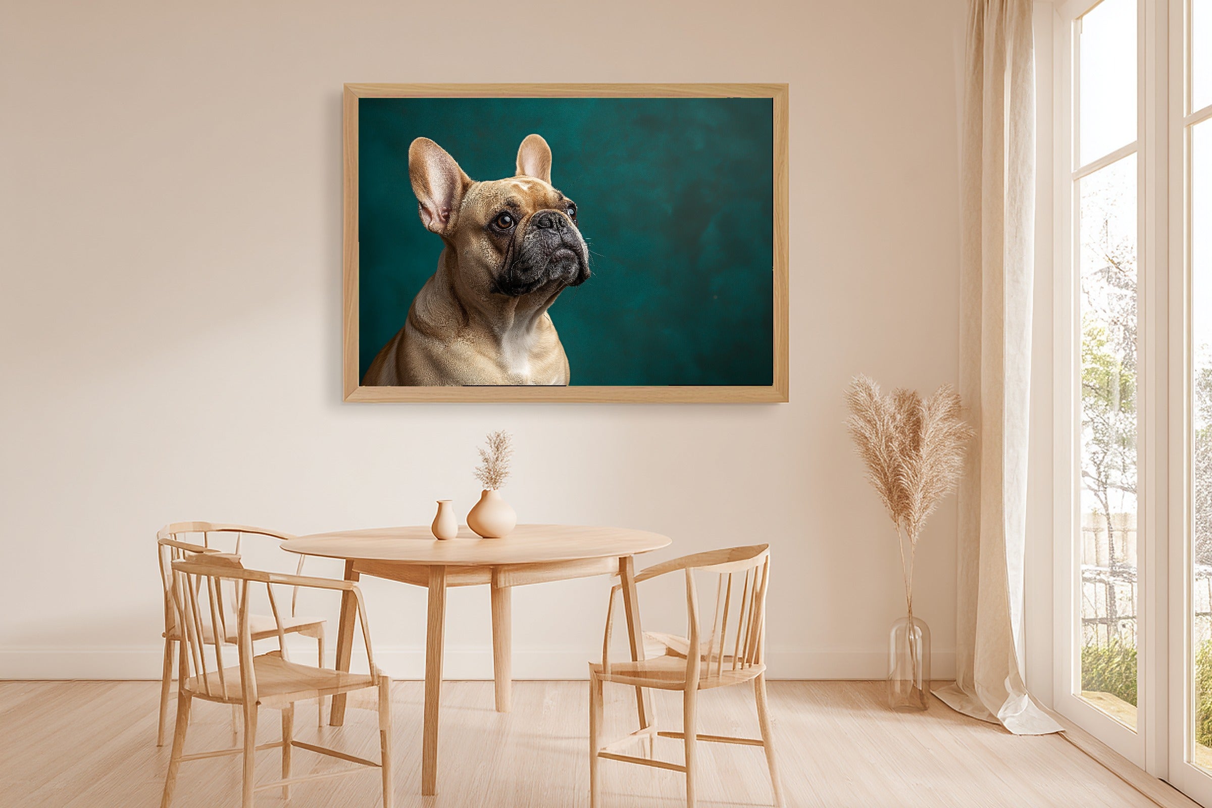 French Bulldog Canvas Wall Art | Painterly Pet Portrait Print, Dog Lover Decor, Stretched Canvas — dog-portrait-french-bulldog-dining-room-wall-art.jpg