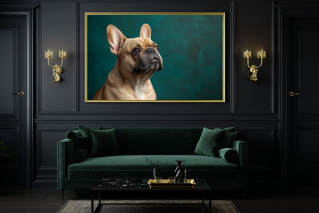 French Bulldog Canvas Wall Art | Painterly Pet Portrait Print, Dog Lover Decor, Stretched Canvas — dog-portrait-french-bulldog-office-wall-art.jpg