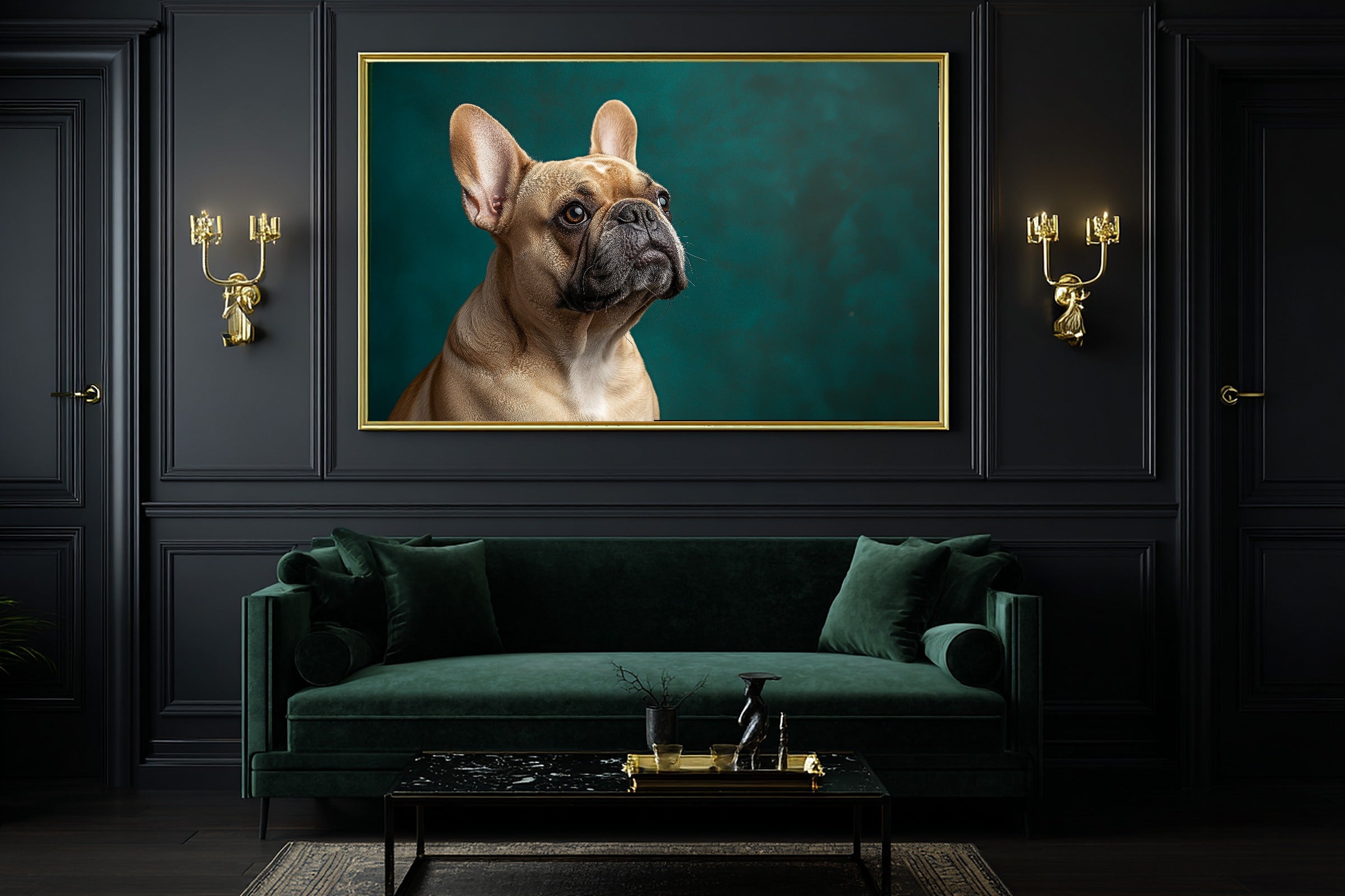 French Bulldog Canvas Wall Art | Painterly Pet Portrait Print, Dog Lover Decor, Stretched Canvas — dog-portrait-french-bulldog-office-wall-art.jpg