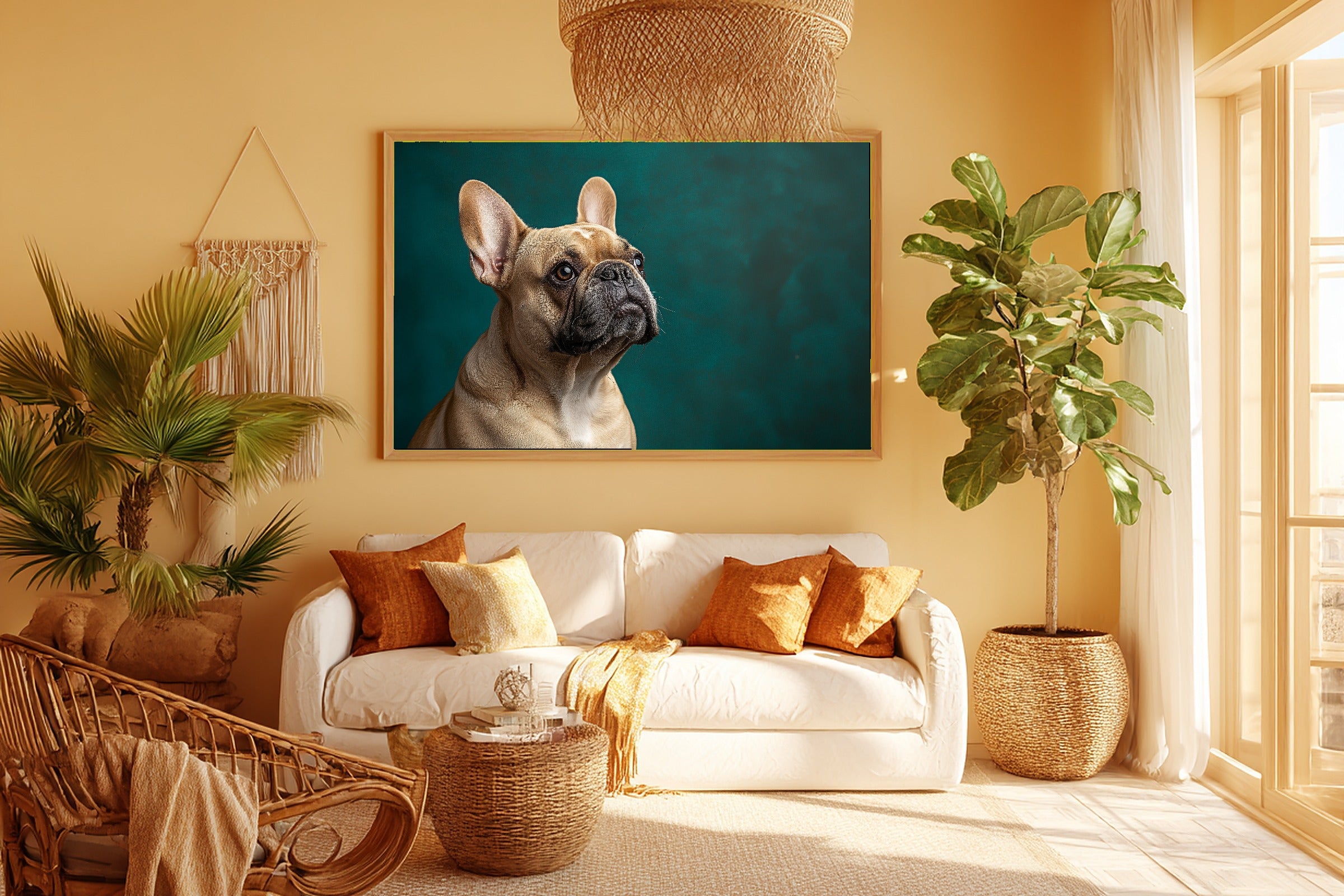 French Bulldog Canvas Wall Art | Painterly Pet Portrait Print, Dog Lover Decor, Stretched Canvas — dog-portrait-french-bulldog-room-5-wall-art.jpg