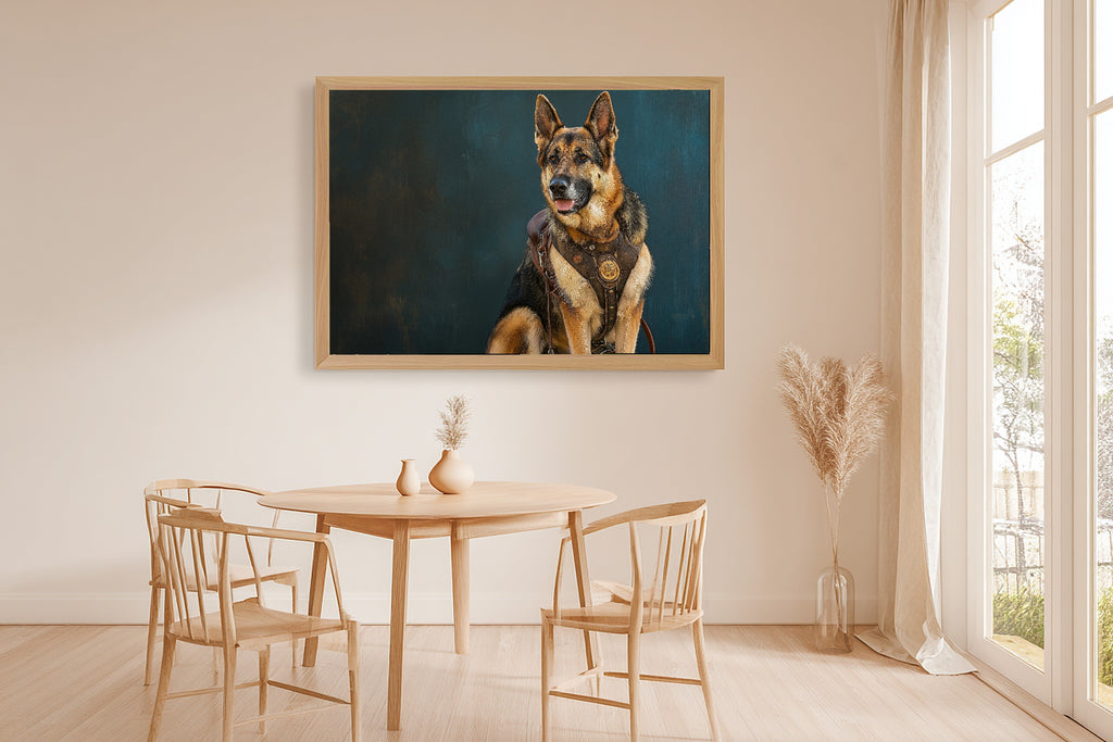 Soulful Painterly Dog Portrait German Shepherd Art Print — Timeless Decor for the Living Room — dog-portrait-german-shepherd-dining-room-wall-art.jpg