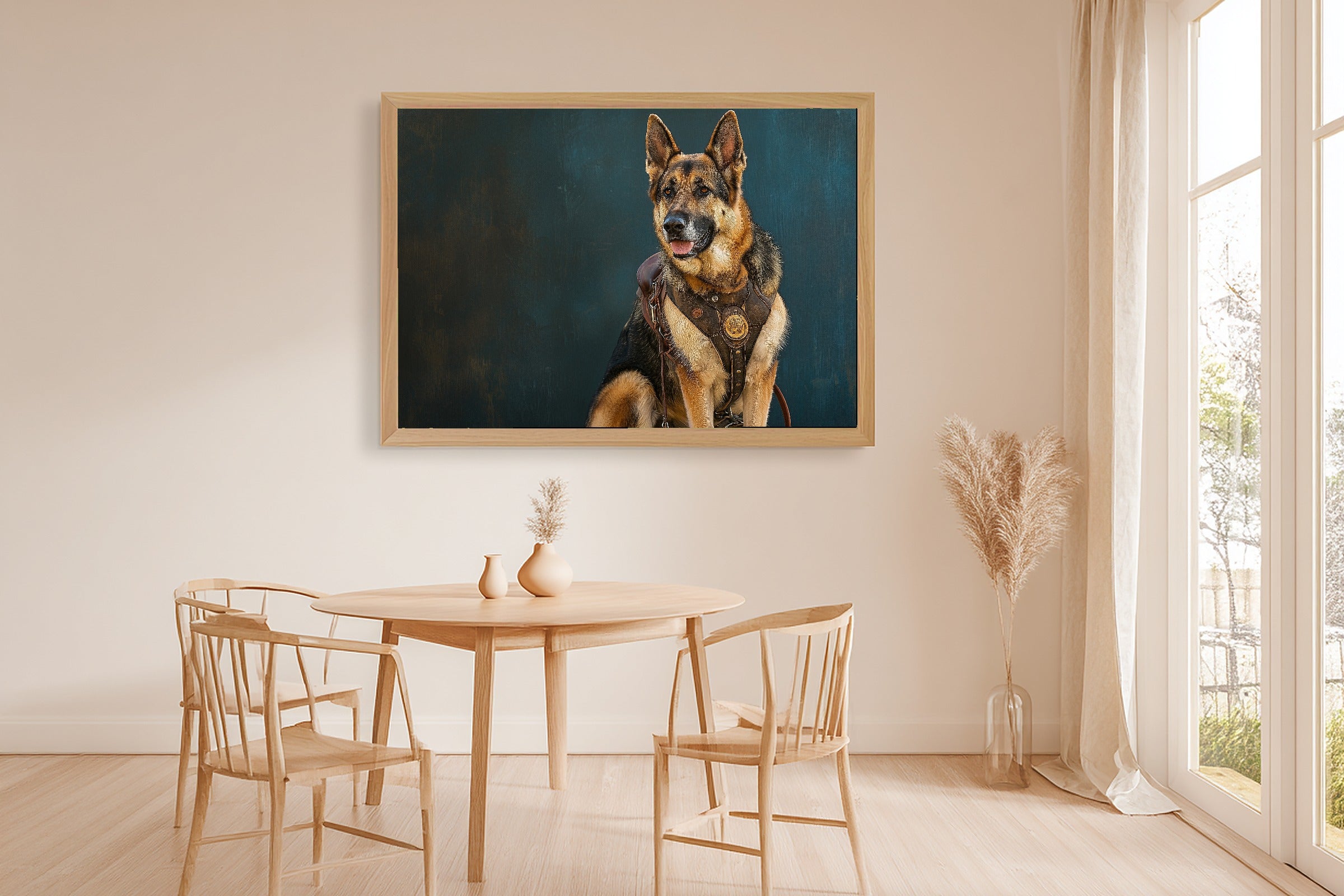 Soulful Painterly Dog Portrait German Shepherd Art Print — Timeless Decor for the Living Room — dog-portrait-german-shepherd-dining-room-wall-art.jpg