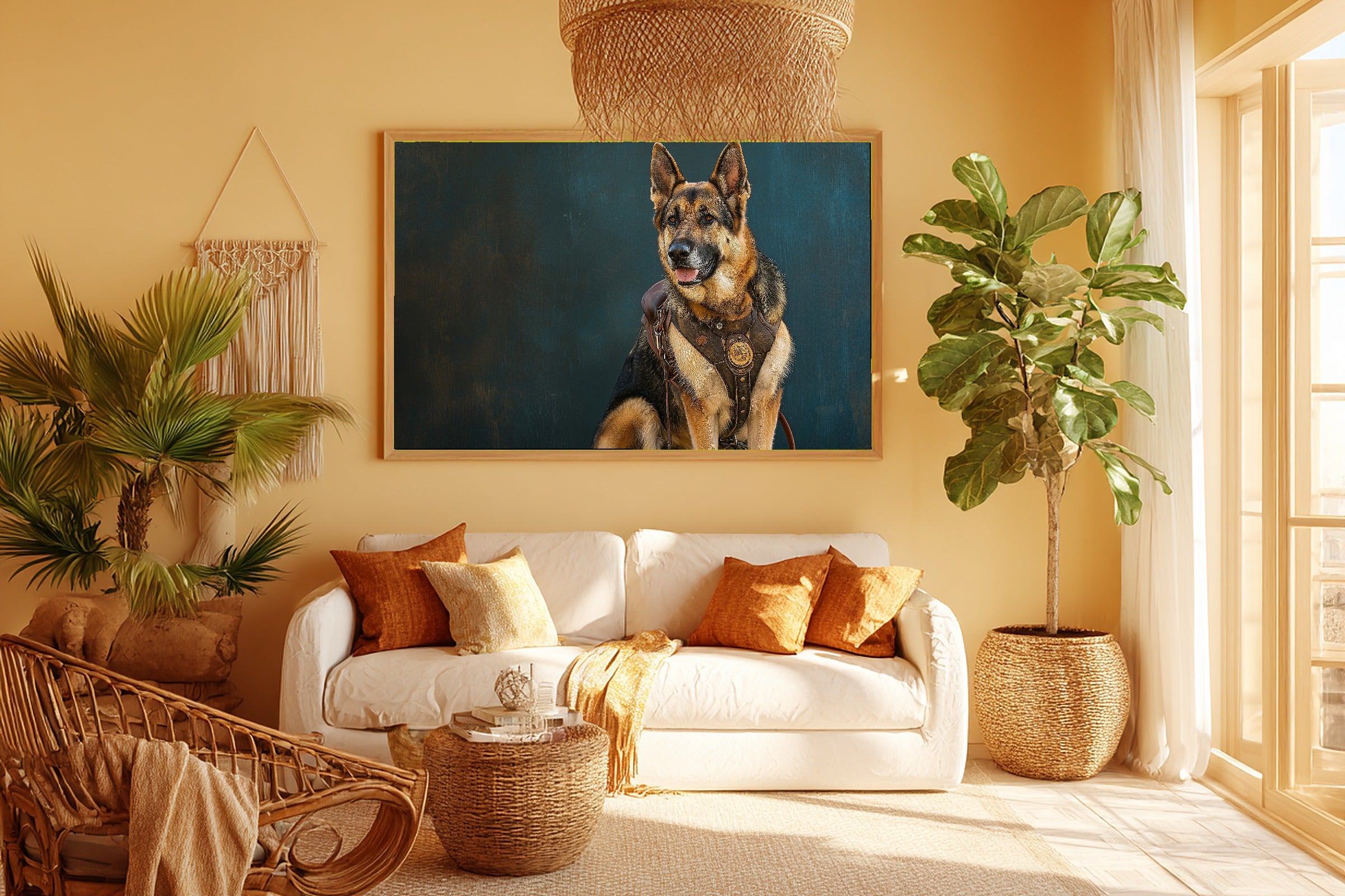 Soulful Painterly Dog Portrait German Shepherd Art Print — Timeless Decor for the Living Room — dog-portrait-german-shepherd-room-5-wall-art.jpg
