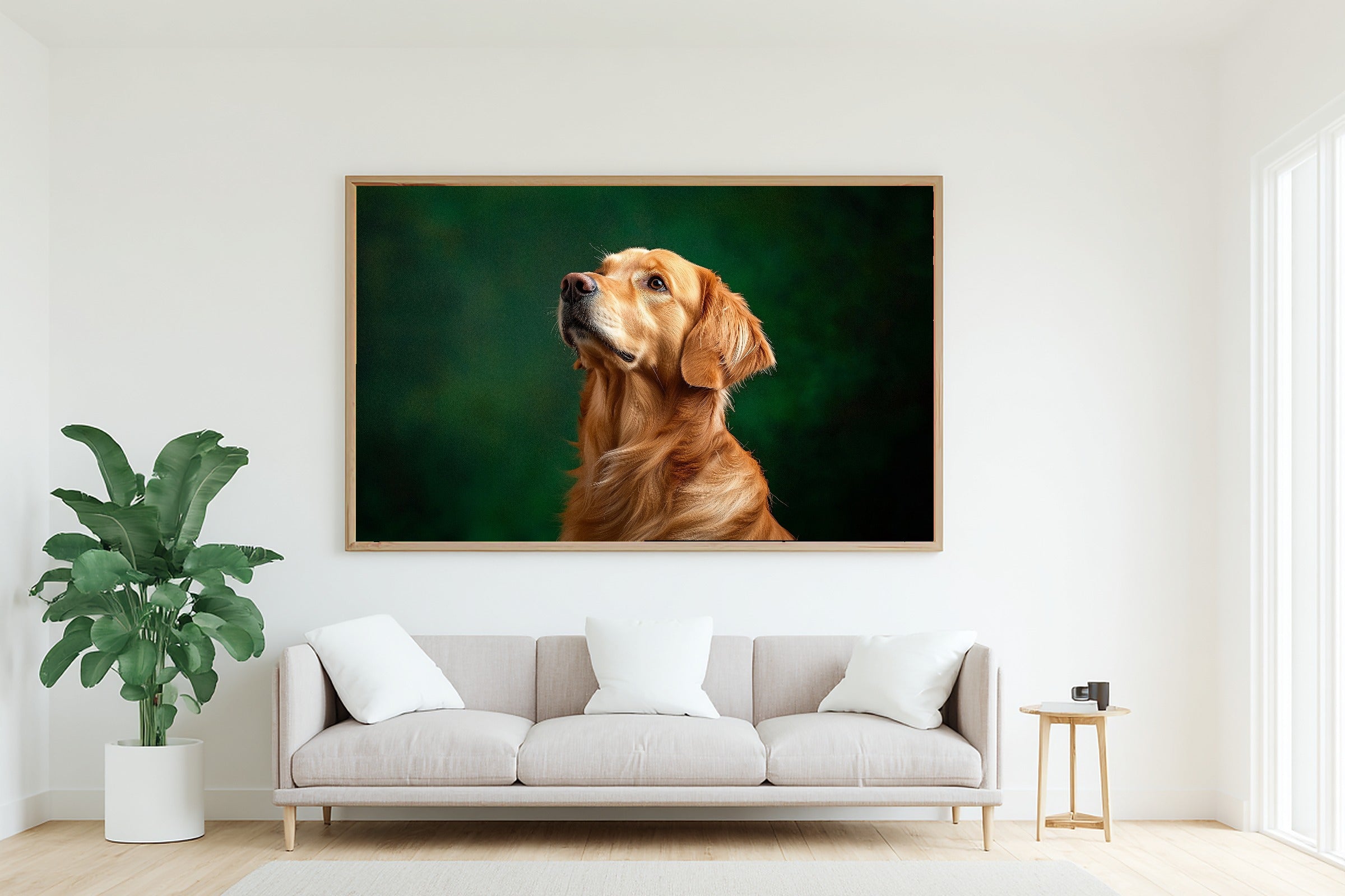 Golden Retriever Canvas Wall Art | Painterly Pet Portrait Print, Dog Lover Decor, Stretched Canvas — dog-portrait-golden-retriever-living-room-wall-art.jpg