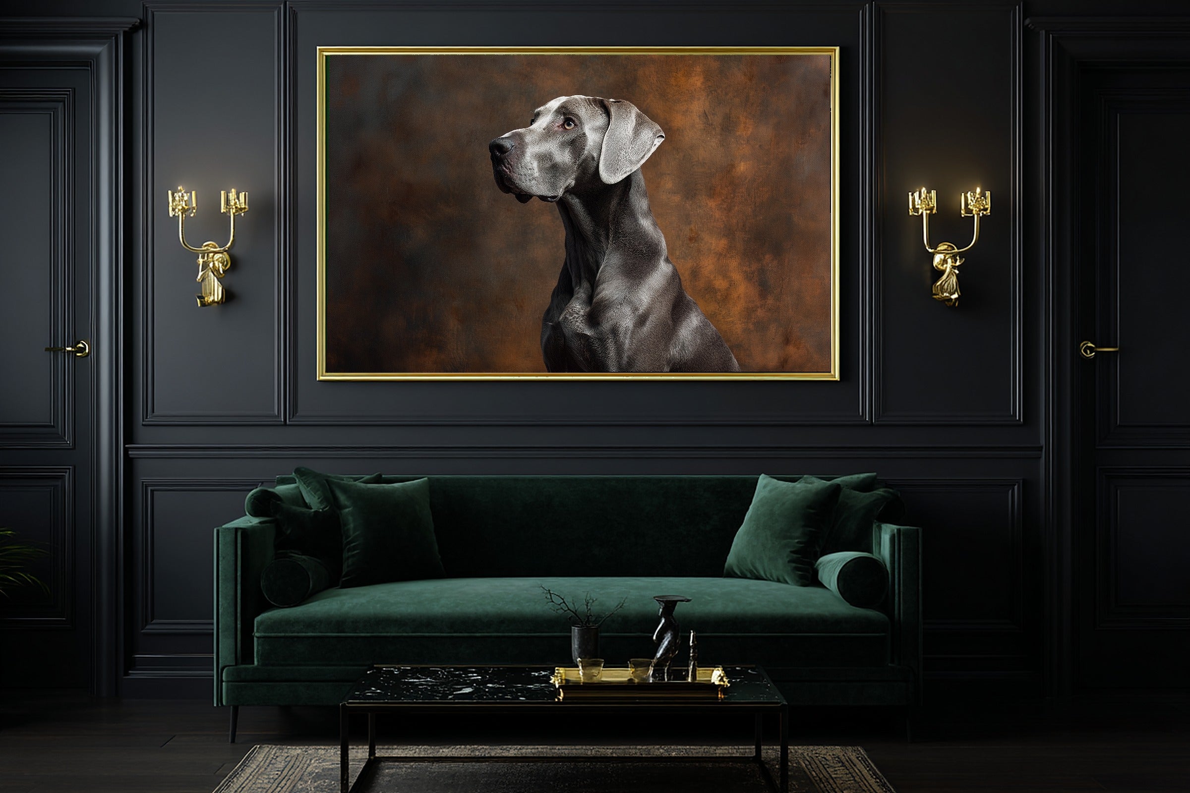 Dog Portrait Great Dane Print on Stretched Canvas — Stunning Soulful Painterly for the Living Room, Gift for the Pet Lover in Your Life — dog-portrait-great-dane-office-wall-art.jpg